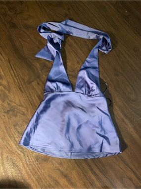 Dynamite blue Satin Halter Top